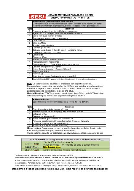 Lista de Materiais Alunos 4_EF_2017