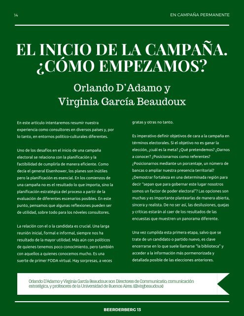 EL INICIO DE LA CAMPAÑA ¿CÓMO EMPEZAMOS?