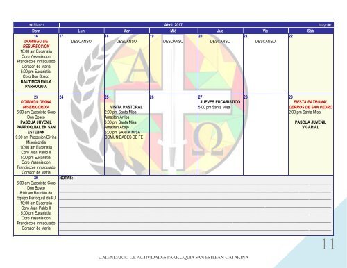 CALENDARIO DE ACTIVIDADES