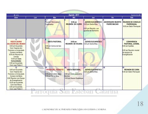 CALENDARIO DE ACTIVIDADES