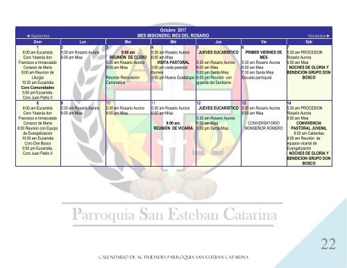 CALENDARIO DE ACTIVIDADES