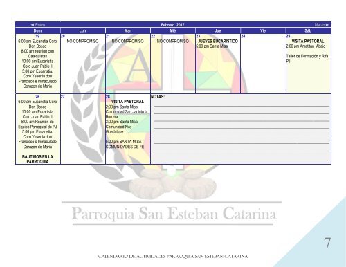 CALENDARIO DE ACTIVIDADES