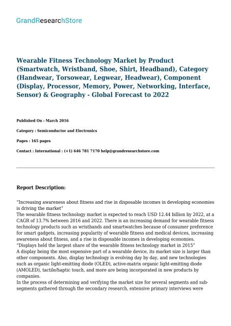 Wearable Fitness Technology Market- Global Forecast to 2022