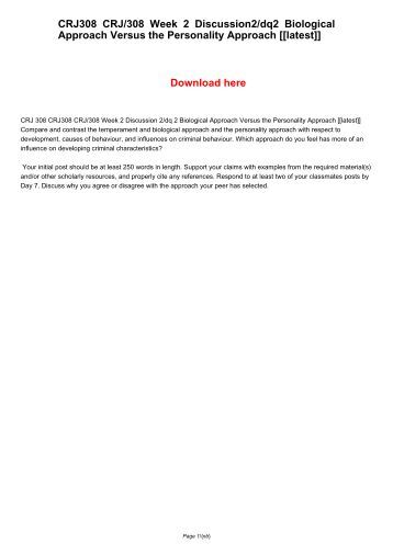 crj 308 week 3 dq 2 Download citation on researchgate | crj 308 ash course tutorial/uophelp | p for more course tutorials visit wwwuophelpcom crj 308 week 1 assignment final case study topic and outline crj 308 week 1 dq 1 causes of criminal behavior crj 308 week 1 dq 2 development of criminal behavior crj 308 week 1 journal. crj 308 week 3 dq 2 Download citation on researchgate | crj 308 ash course tutorial/uophelp | p for more course tutorials visit wwwuophelpcom crj 308 week 1 assignment final case study topic and outline crj 308 week 1 dq 1 causes of criminal behavior crj 308 week 1 dq 2 development of criminal behavior crj 308 week 1 journal.
