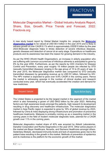 Molecular Diagnostics Market Size, Share, Growth, Trends and Outlook, 2023