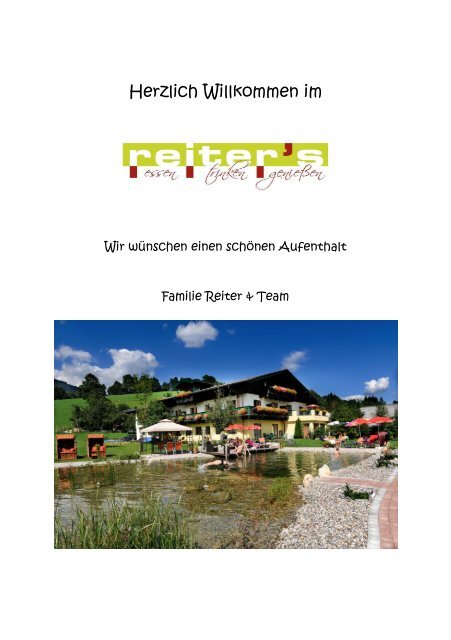 Speisekarte Restaurant reiter's Sommer 2016