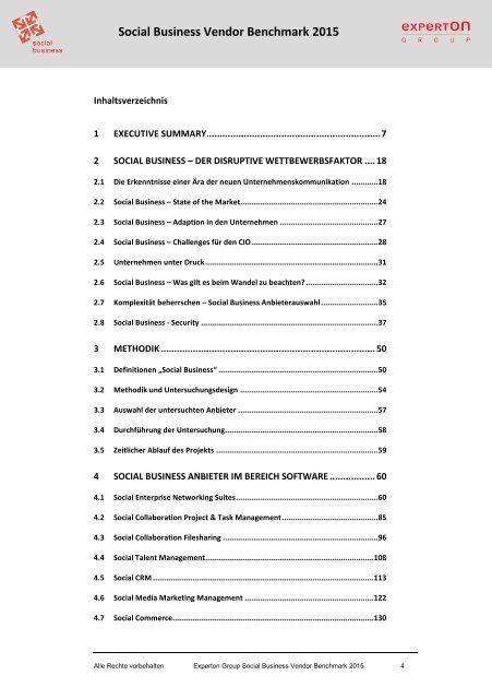 Auszug aus dem Experton Social Business Vendor Benchmark 2015