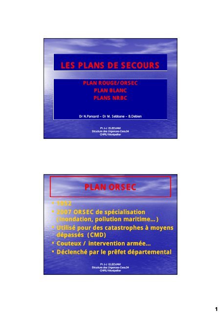 Les plans de secours - Faculté de médecine de Montpellier