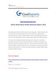 Saline Nasal Spray Market Research Report 2016