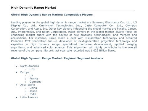 High Dynamic Range Market, 2016–2024