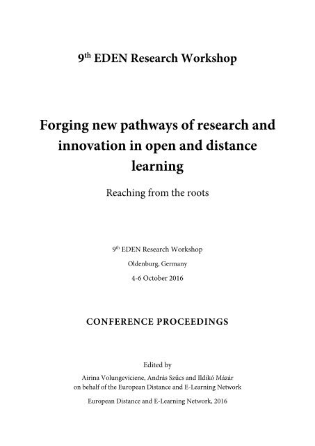 Forging new pathways of research and innovation in open and distance learning