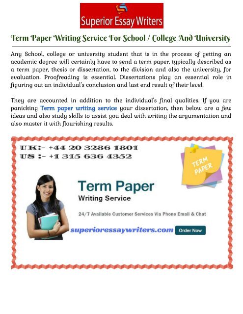 Term Paper Writing Service For School/College And University – Superior Essay Writers