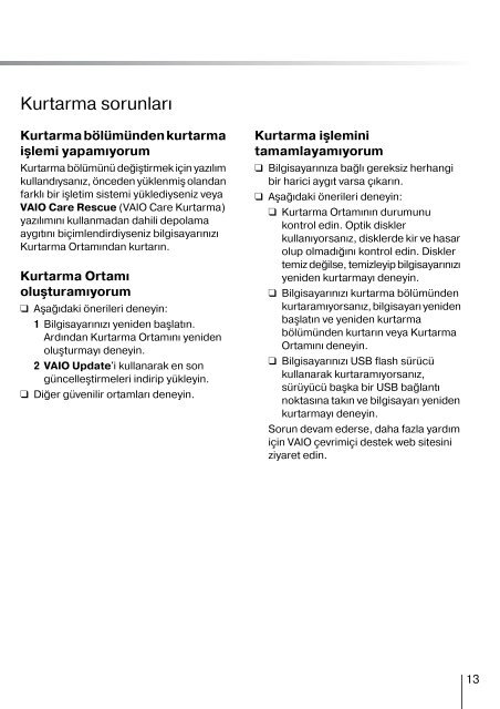 Sony VPCEH1J1E - VPCEH1J1E Guida alla risoluzione dei problemi Turco