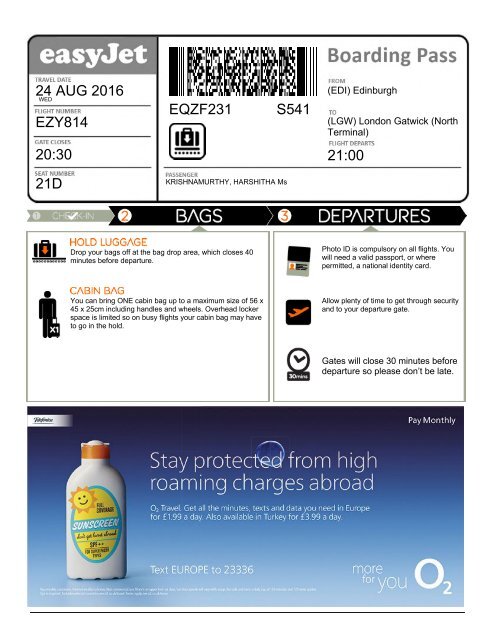 easyjet Boarding pass