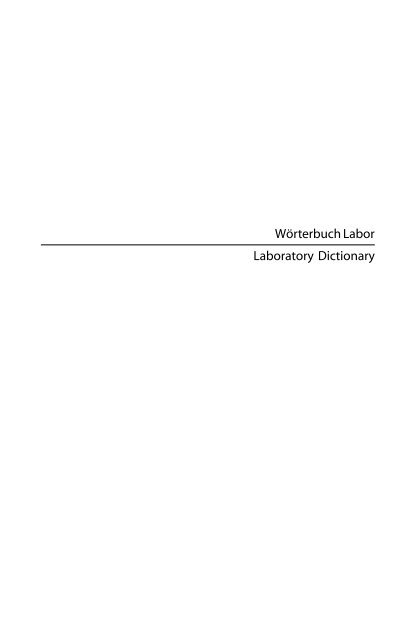 Wörterbuch Labor Laboratory Dictionary - Lexicool