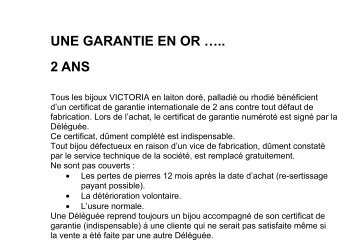 UNE GARANTIE EN OR â€¦.. 2 ANS - Victoria Benelux