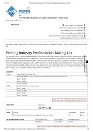 Printing Industry Professionals Mailing List