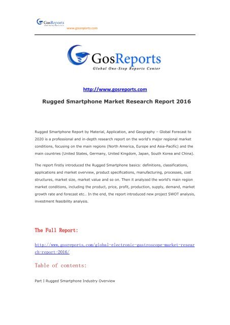 Rugged Smartphone Market Research Report 2016