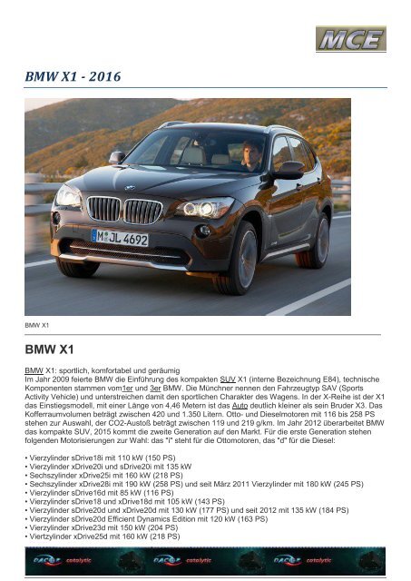 EX3 MCE BMW X1 - 2016