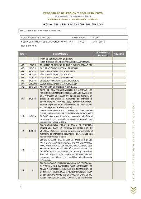 04 Formartos y Anexos - Aspirantes Tropa de Arma y Servicios 2017