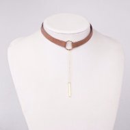 Velvetty light brown with gold detail choker 011