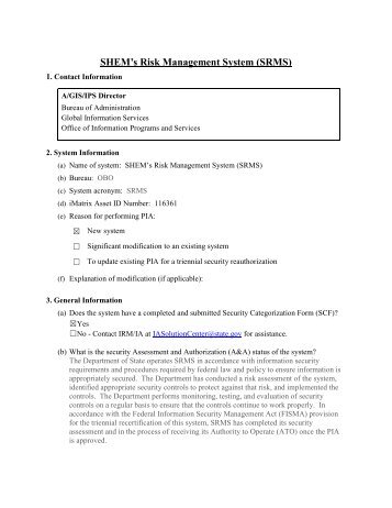 SHEM’s Risk Management System (SRMS)