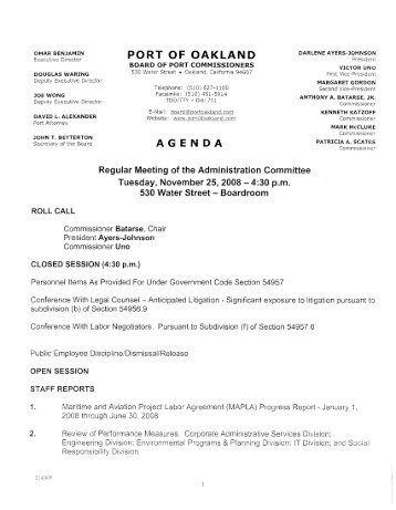 Agenda Reports - Port of Oakland