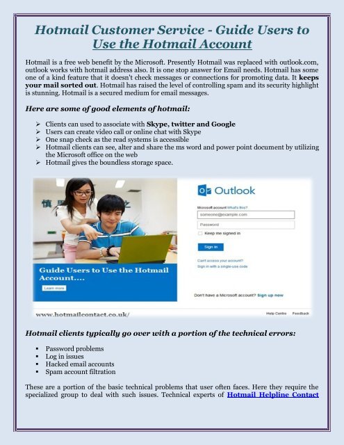 Hotmail Customer Service – Guide Hotmail Users