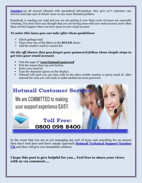 Hotmail Customer Service – Guide Hotmail Users