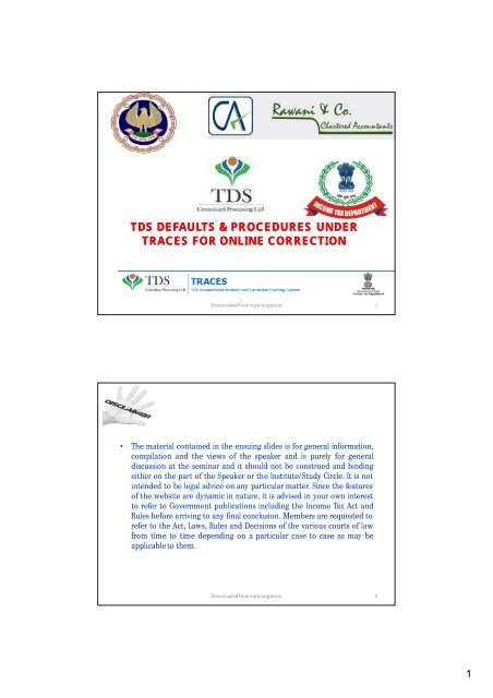 TDS Defaults & Procedures Under Traces For Online Correction By Taxguru Consultancy & Online Publication LLP