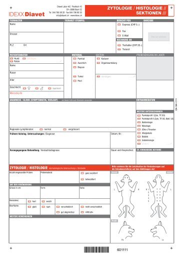 Antragsschein Zytologie, Histologie, Sektionen