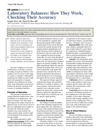 Laboratory Balances: How They Work, Checking ... - LabMedicine