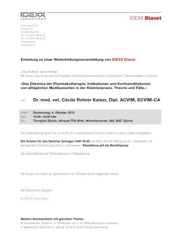 Dr. med. vet. Cécile Rohrer Kaiser, Dipl. ACVIM, ECVIM-CA