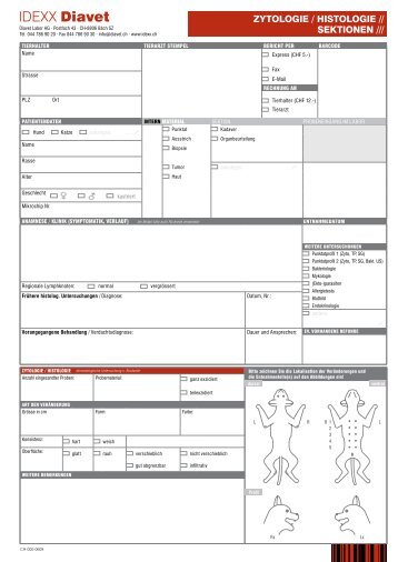 Antragsschein Zytologie/Histologie/Sektionen