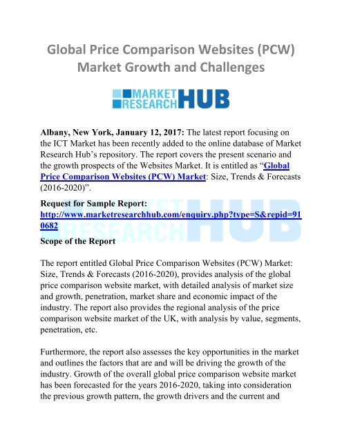 Global Price Comparison Websites (PCW) Market Growth Research Report 2020