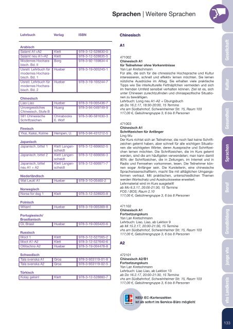 vhs Aschaffenburg Programmheft Frühjahr 2017