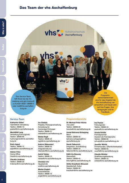 vhs Aschaffenburg Programmheft Frühjahr 2017