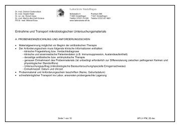 Entnahme und Transport mikrobiologischen Untersuchungsmaterials