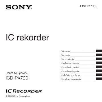 Sony ICD-PX720 - ICD-PX720 Istruzioni per l'uso Croato