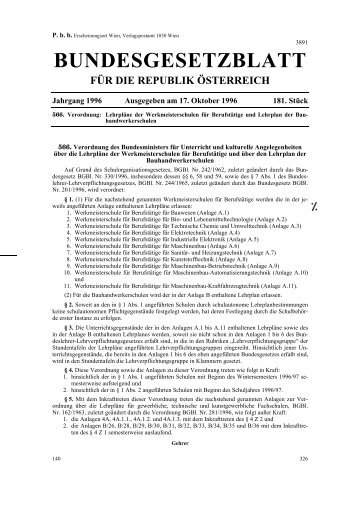 bundesgesetzblatt für die republik österreich - Werkmeisterschule ...