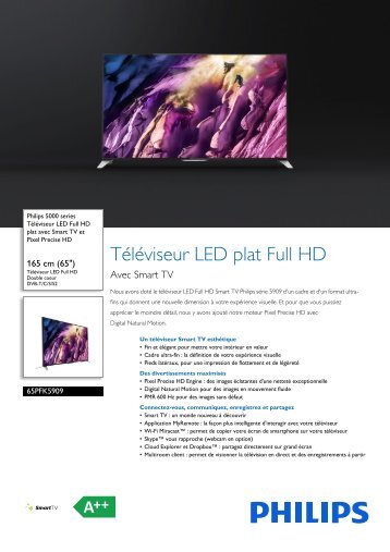 Philips 5000 series TÃ©lÃ©viseur LED plat Full HD - Fiche Produit - FRA