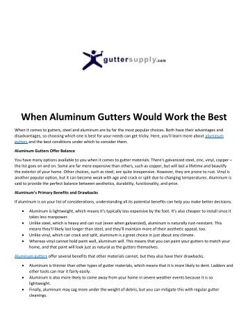 When Aluminum Gutters Would Work the Best