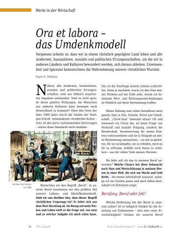 Ora et labora – das Umdenkmodell