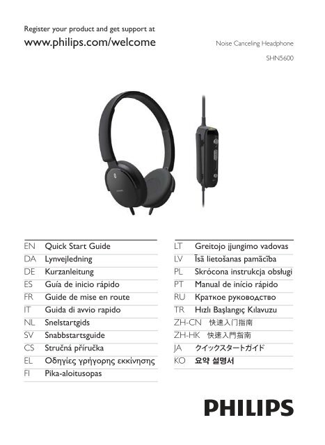 Philips Casque r&eacute;ducteur de bruit - Guide de mise en route - POL