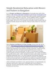 Simple Residential Relocation with Movers and Packers in Bangalore