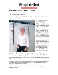 Swiss shower maker chooses Thailand - Nikles