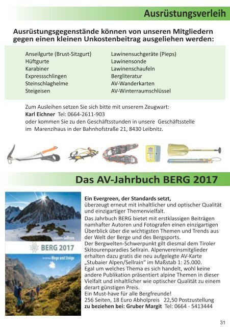 ÖAV Leibnitz Jahrprogramm 2017