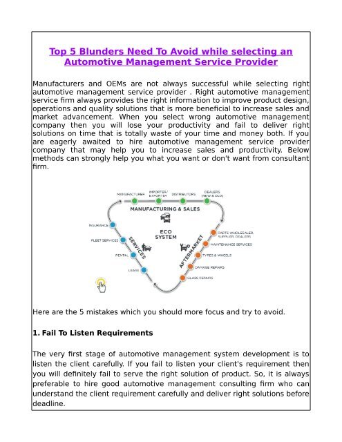 Top 5 Blunders Need To Avoid while selecting an Automotive Management Service Provider