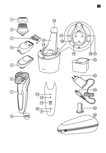 Philips Shaver series 9000 Rasoir &eacute;lectrique rasage &agrave; sec ou sous l'eau - Mode d&rsquo;emploi - MSA