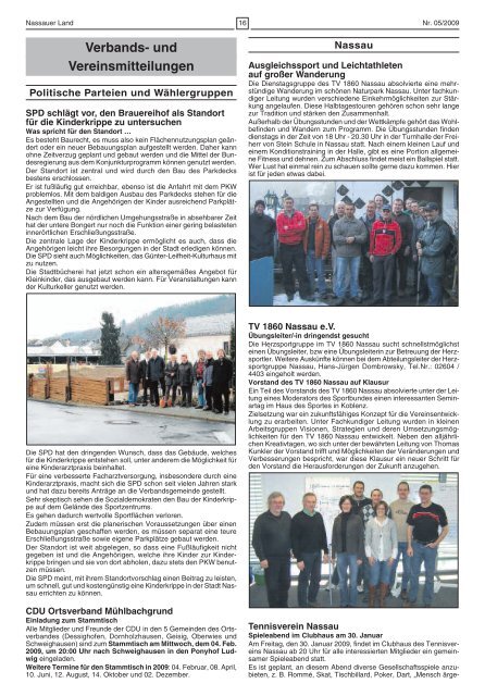 Mitteilungsblatt Ausgabe 5 - 2009 - Verbandsgemeinde Nassau